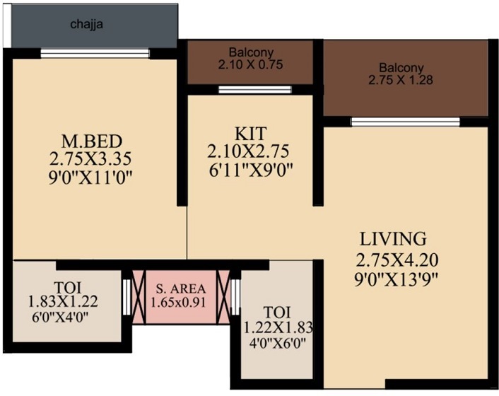 1 BHK 322 Sq. Ft. Apartment in Mountain Greens