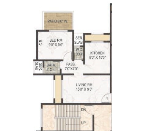 1 BHK 356 Sq. Ft. Apartment