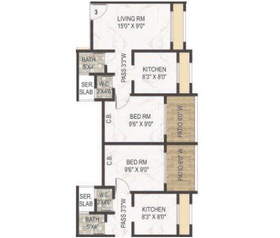 2 BHK 517 Sq. Ft. Apartment