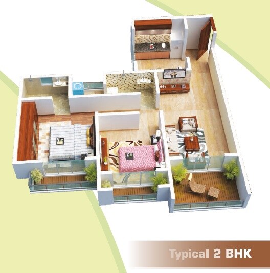2 BHK 605 Sq. Ft. Apartment