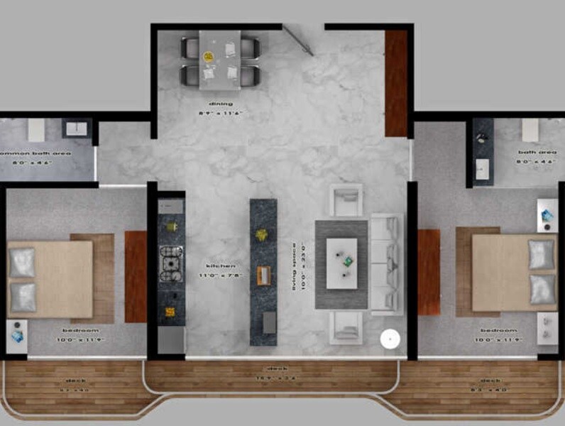 Floor plan of 2 BHK 1085 Sq. Ft. Apartment in Mutha Sai Nirvana, Thane