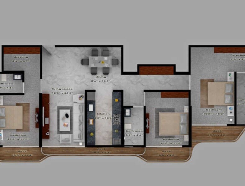 Floor plan of 3 BHK 1325 Sq. Ft. Apartment in Mutha Sai Nirvana, Thane