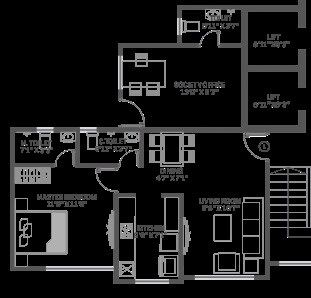 Floor plan of 1 BHK 352 Sq. Ft. Apartment in N G Tivoli RNA, Thane