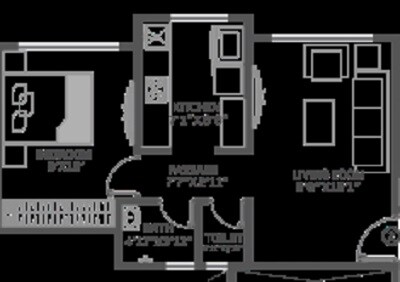 Floor plan of 1 BHK 403 Sq. Ft. Apartment in N G Tivoli RNA, Thane
