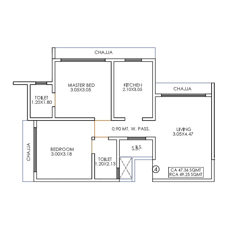 2 BHK 530 Sq. Ft. Apartment