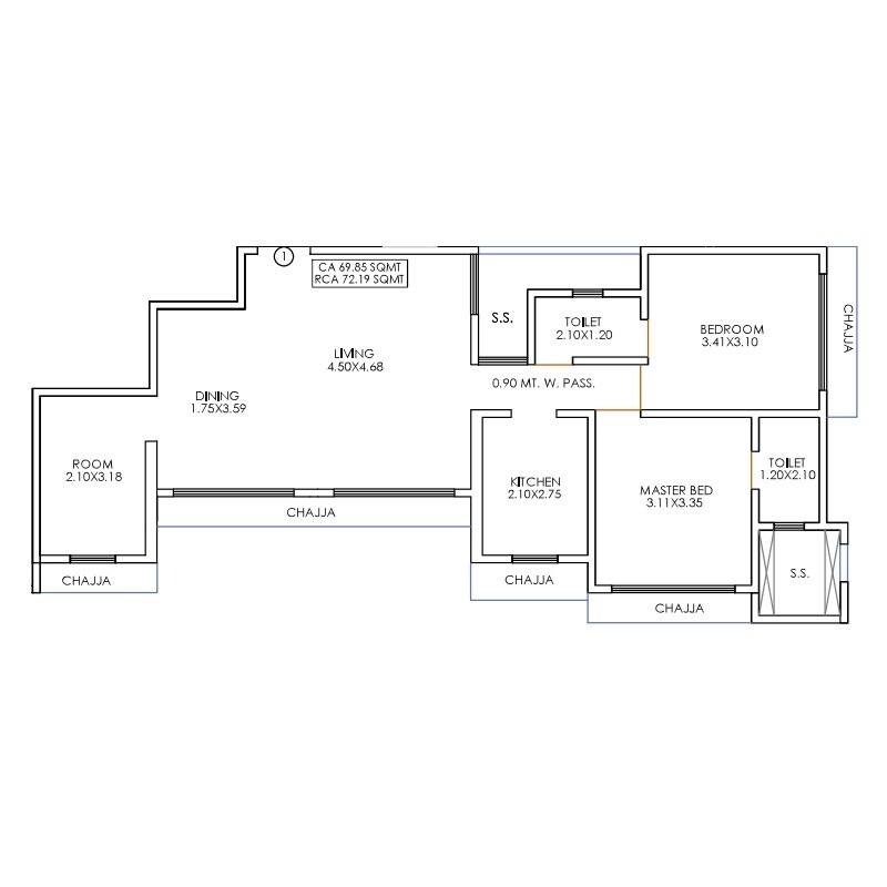 3 BHK 777 Sq. Ft. Apartment