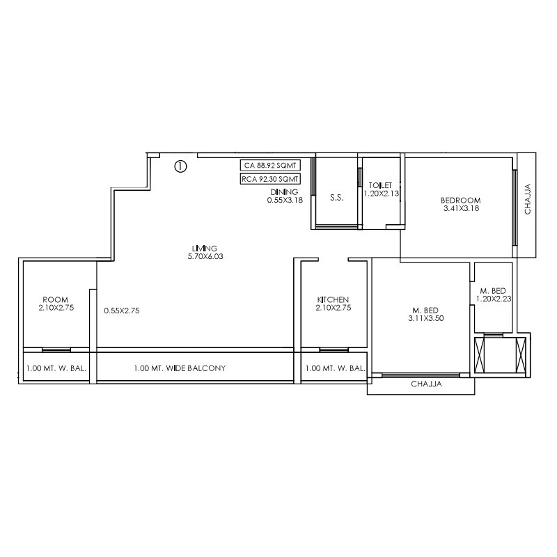 3 BHK 994 Sq. Ft. Apartment