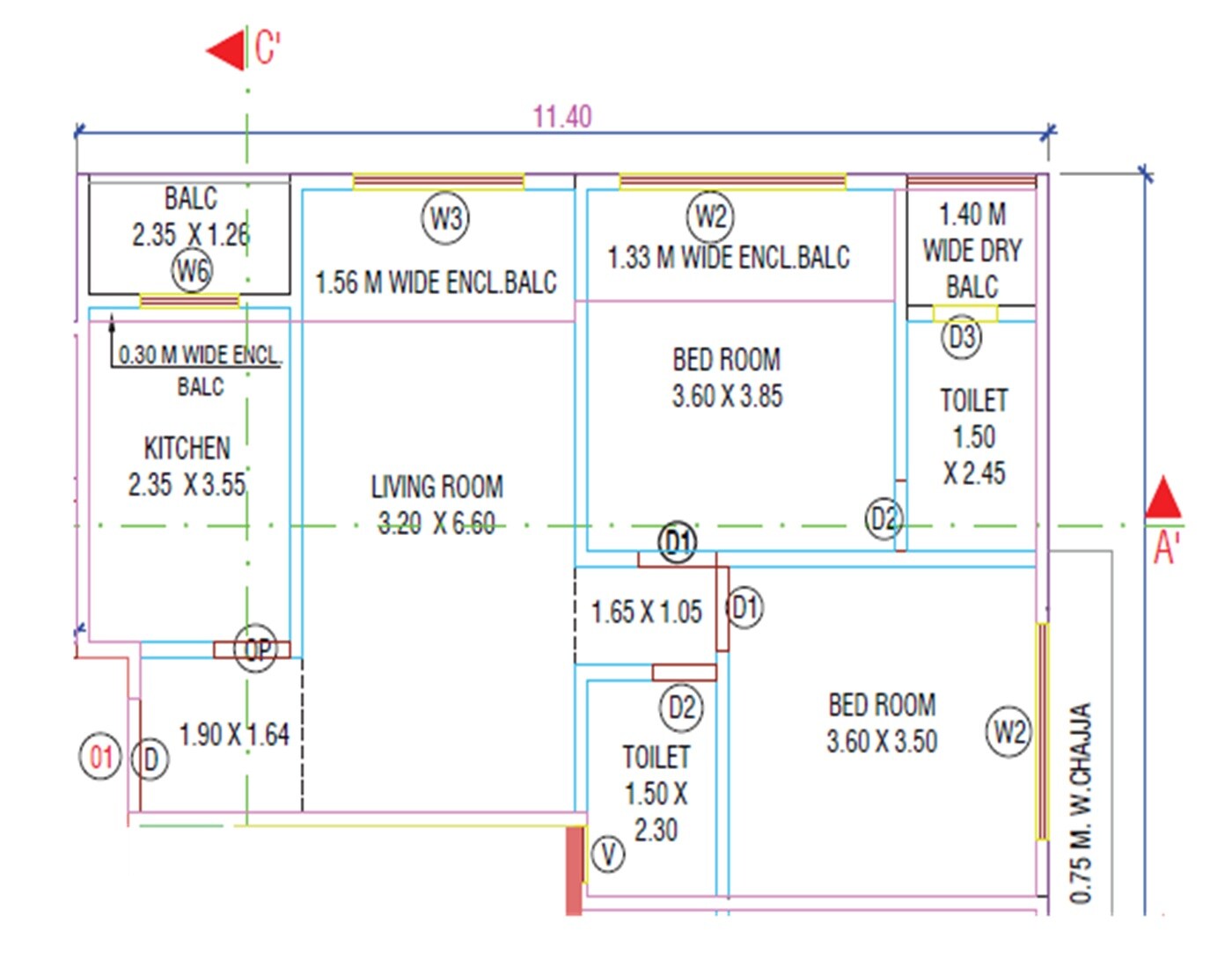 2 BHK 828 Sq. Ft. Apartment