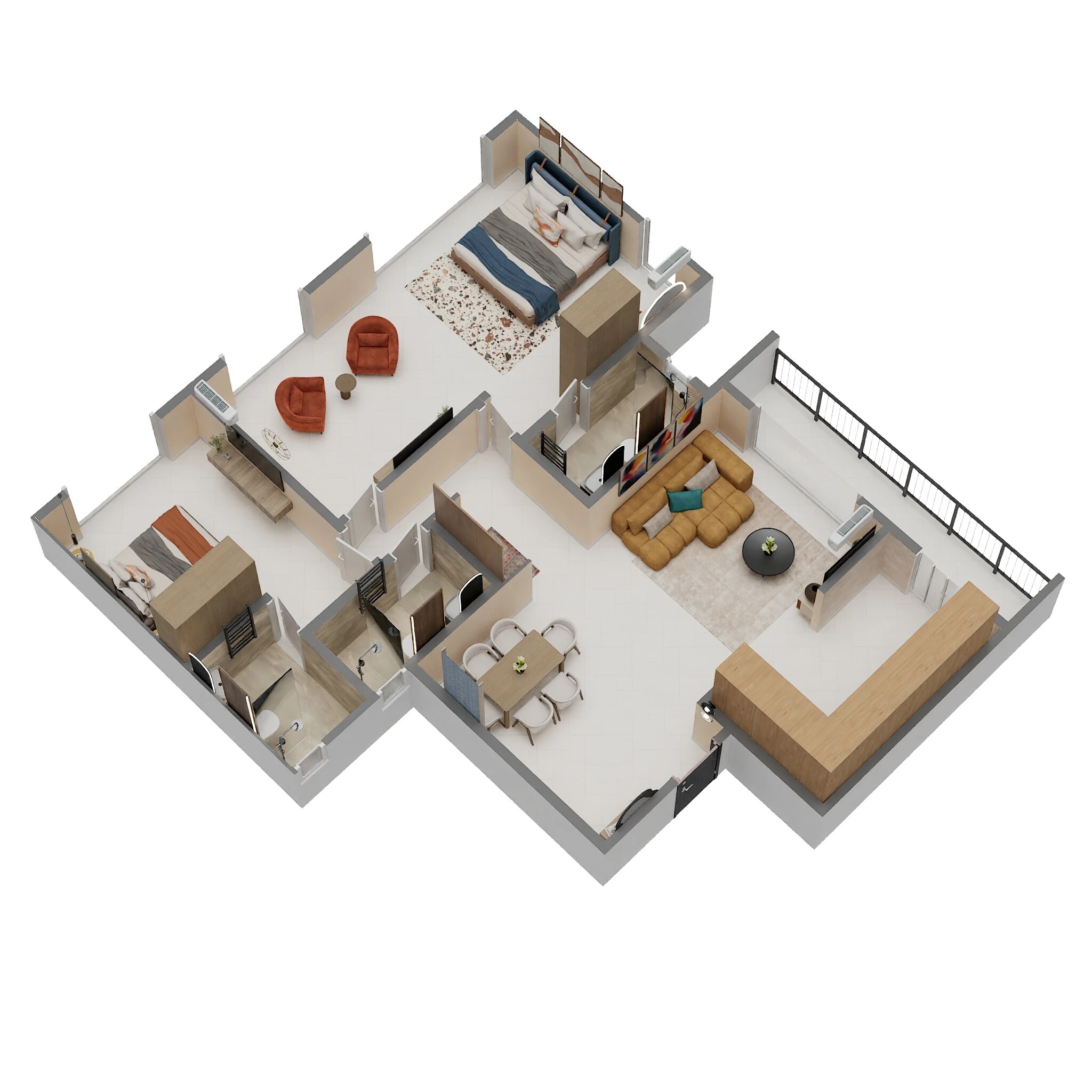 Floor plan of 3 BHK 1105 Sq. Ft. Apartment in Nandivardhan Bliss View, Thane