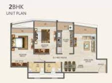 Floor plan of 2 BHK 616 Sq. Ft. Apartment in Nandkumar Janki Legacy, Thane