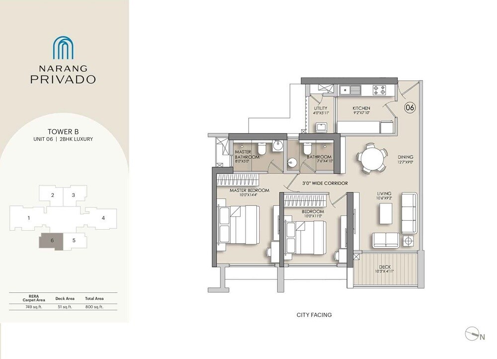 Floor plan of 2 BHK 800 Sq. Ft. Apartment in Narang Privado, Thane