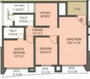 Floor plan of 2 BHK 675 Sq. Ft. Apartment in Natasha Enclave Vartak Nagar, Thane
