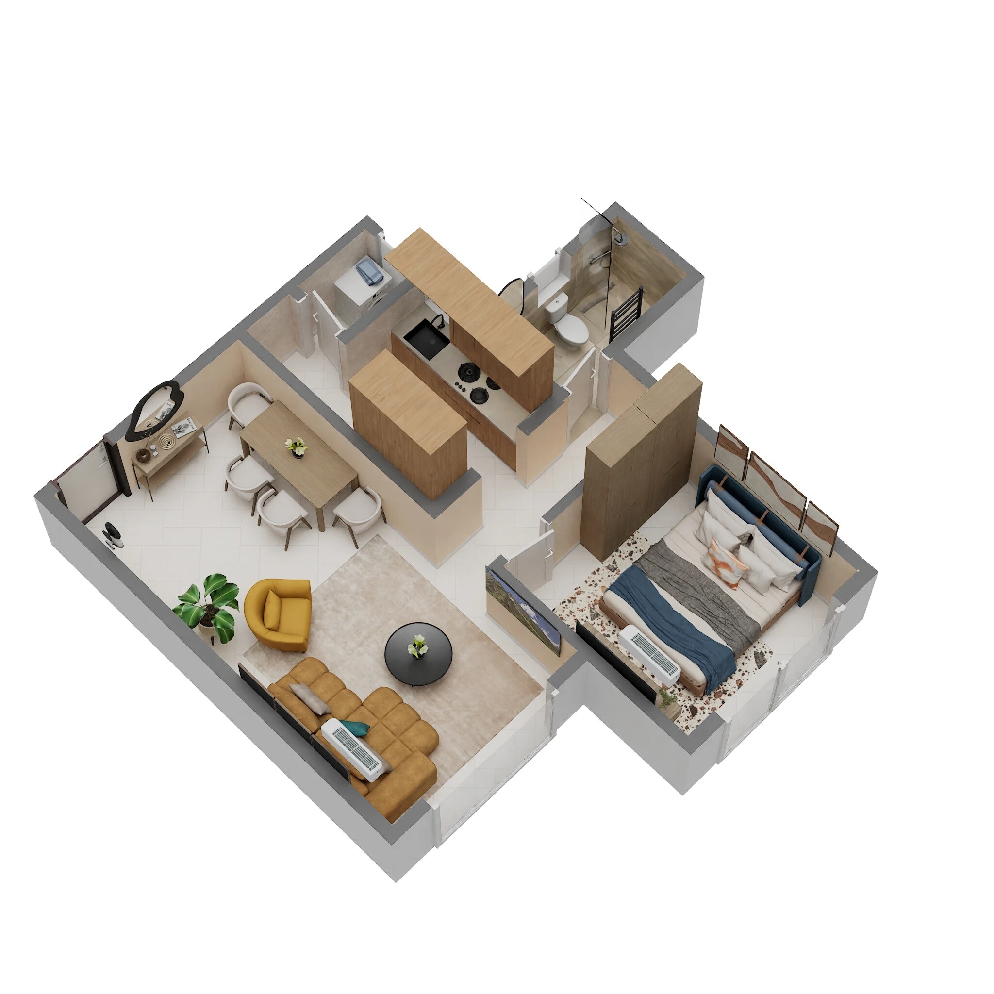 Floor plan of 1 BHK 460 Sq. Ft. Apartment in Nav Omkar CHS Panch Pakhdi, Thane