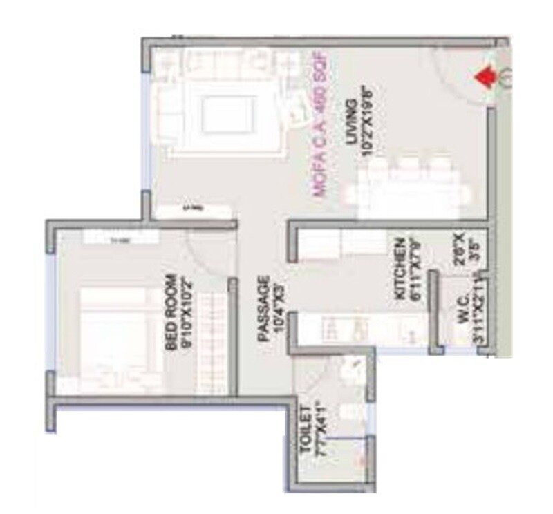 1 BHK 460 Sq. Ft. Apartment