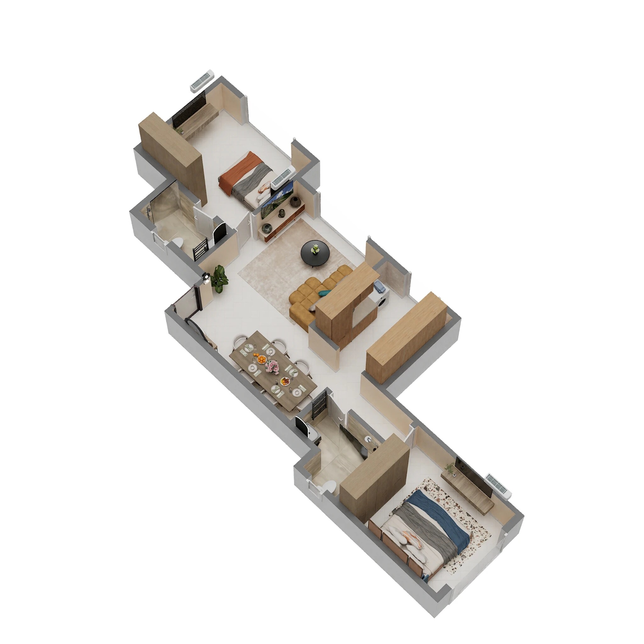 Floor plan of 2 BHK 763 Sq. Ft. Apartment in Nav Omkar CHS Panch Pakhdi, Thane