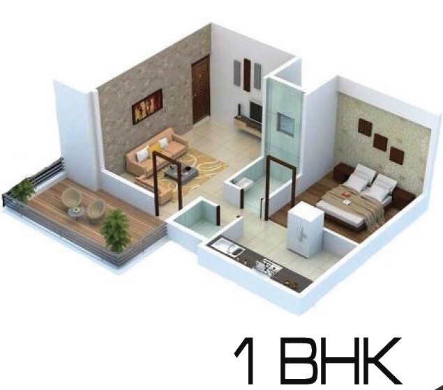 Floor plan of 1 BHK 425 Sq. Ft. Apartment in Navdurga Gmail Luxuira, Thane