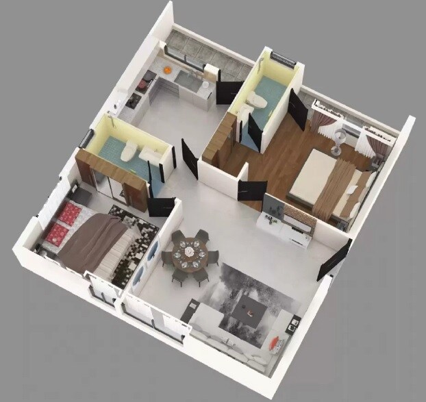 Floor plan of 2 BHK 500 Sq. Ft. Apartment in Navdurga Gmail Luxuira, Thane