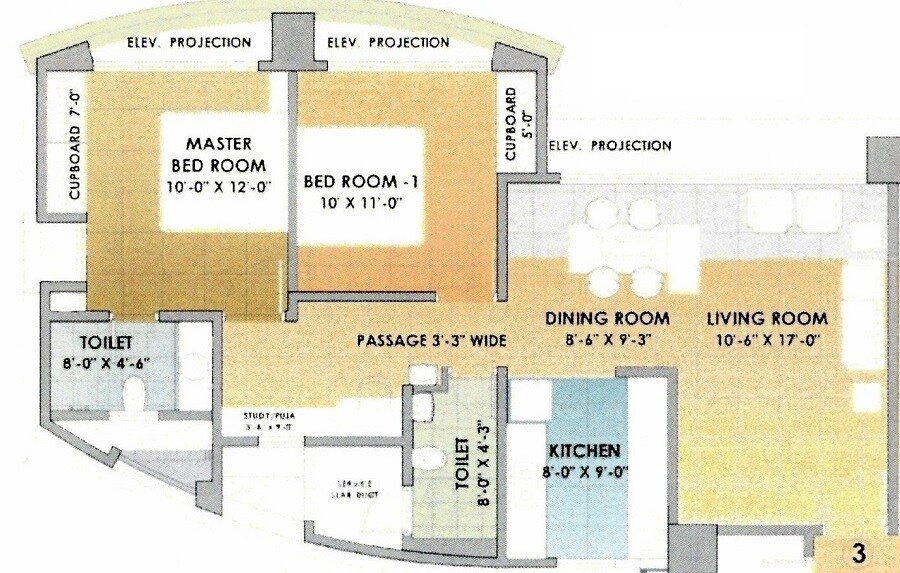 Floor plan of 2 BHK 752 Sq. Ft. Apartment in Neelkanth Greens, Thane