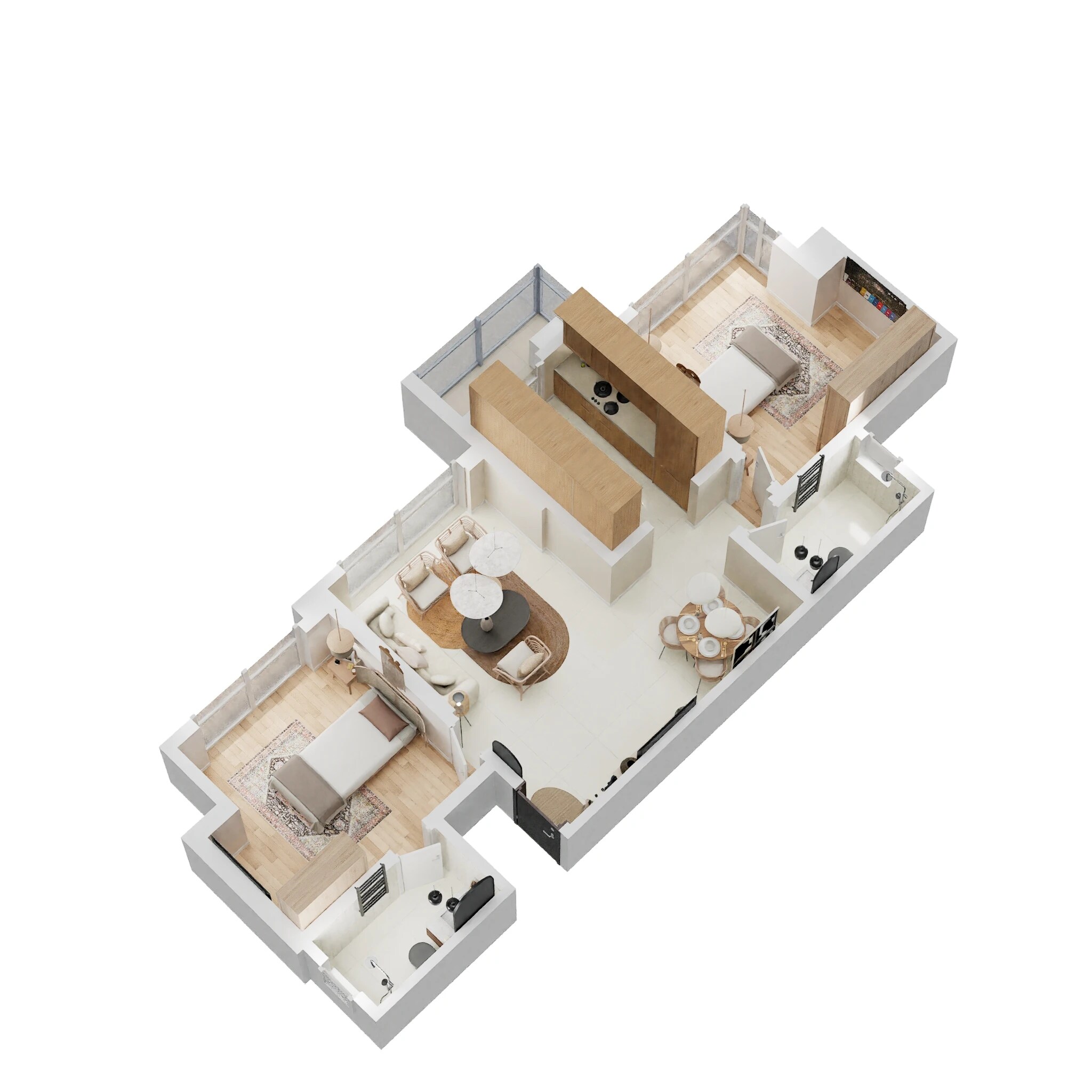 Floor plan of 2 BHK 653 Sq. Ft. Apartment in Neelkanth Palms, Thane