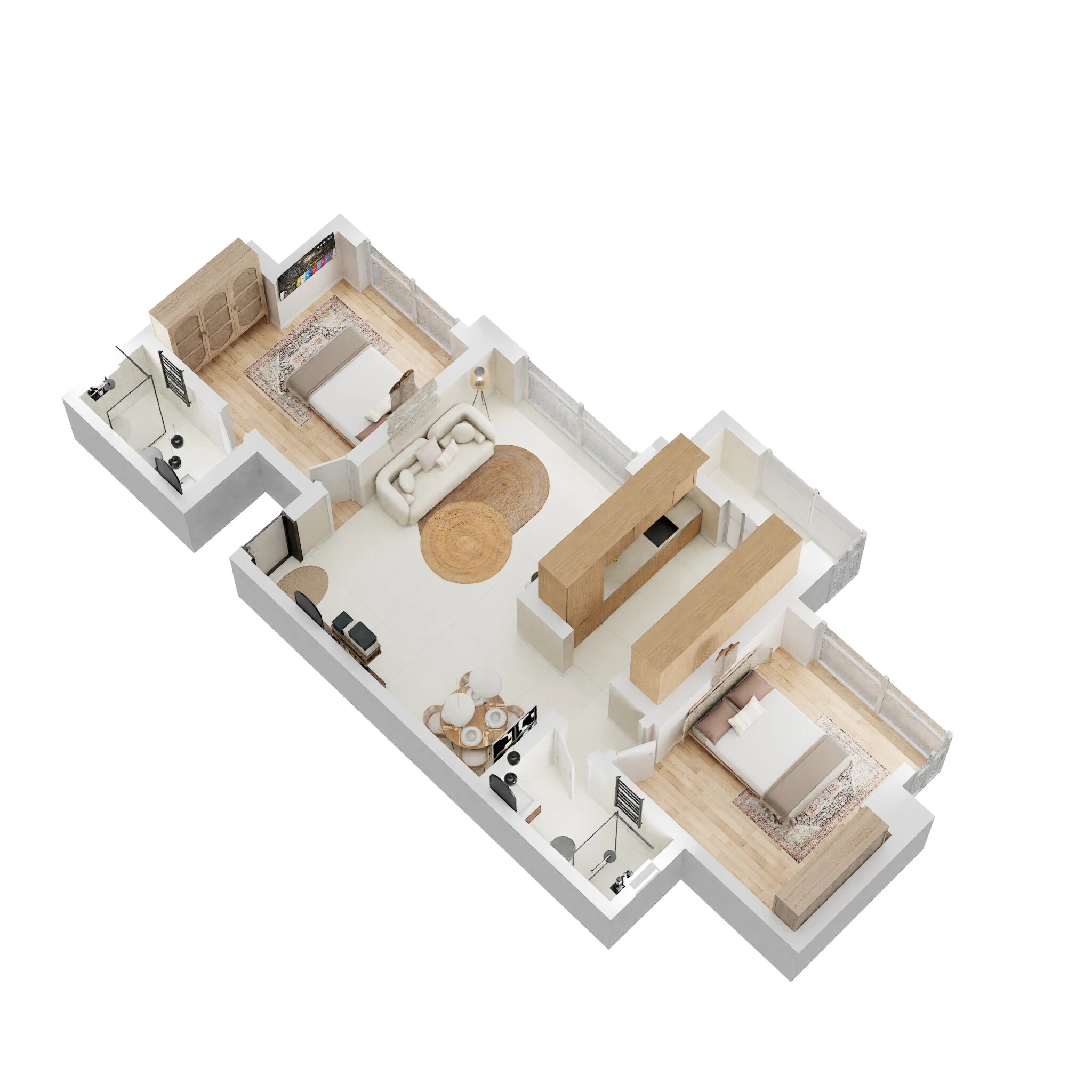 Floor plan of 2 BHK 719 Sq. Ft. Apartment in Neelkanth Palms, Thane