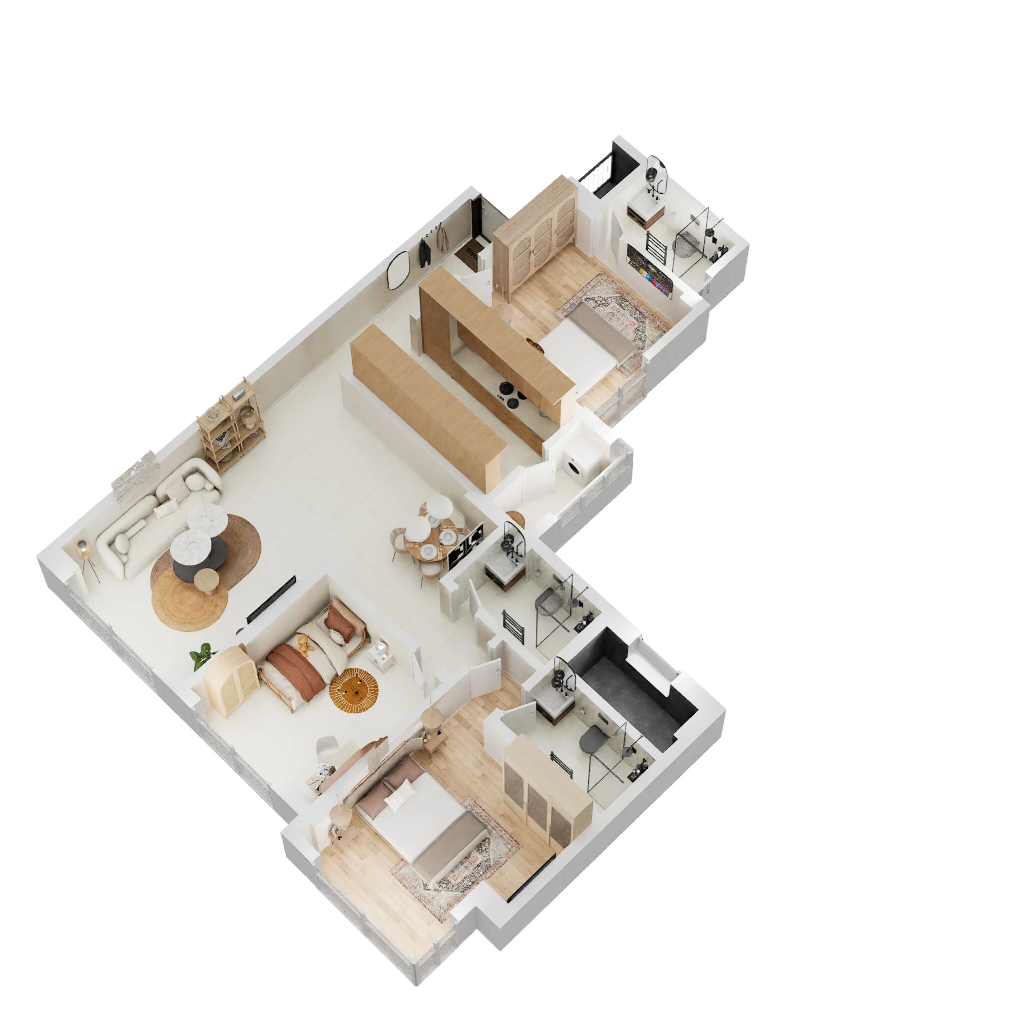 Floor plan of 3 BHK 999 Sq. Ft. Apartment in Neelkanth Palms, Thane