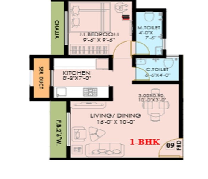 1 BHK 325 Sq. Ft. Apartment