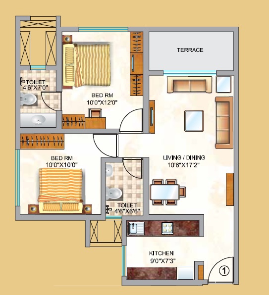 Neptune Swarajya Sector 2 B14 2 BHK Layout