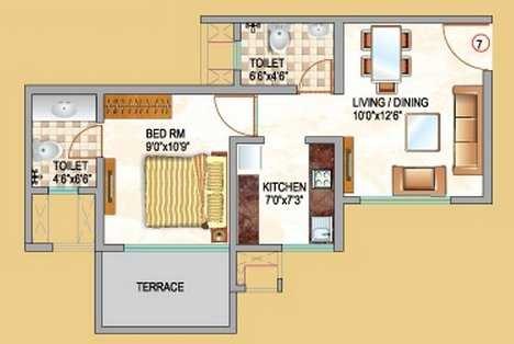 1 BHK 386 Sq. Ft. Apartment in Neptune Triveni Sangam