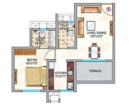 1 BHK 401 Sq. Ft. Apartment