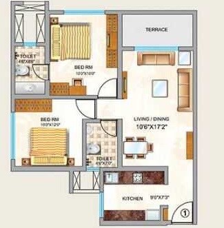 2 BHK 557 Sq. Ft. Apartment