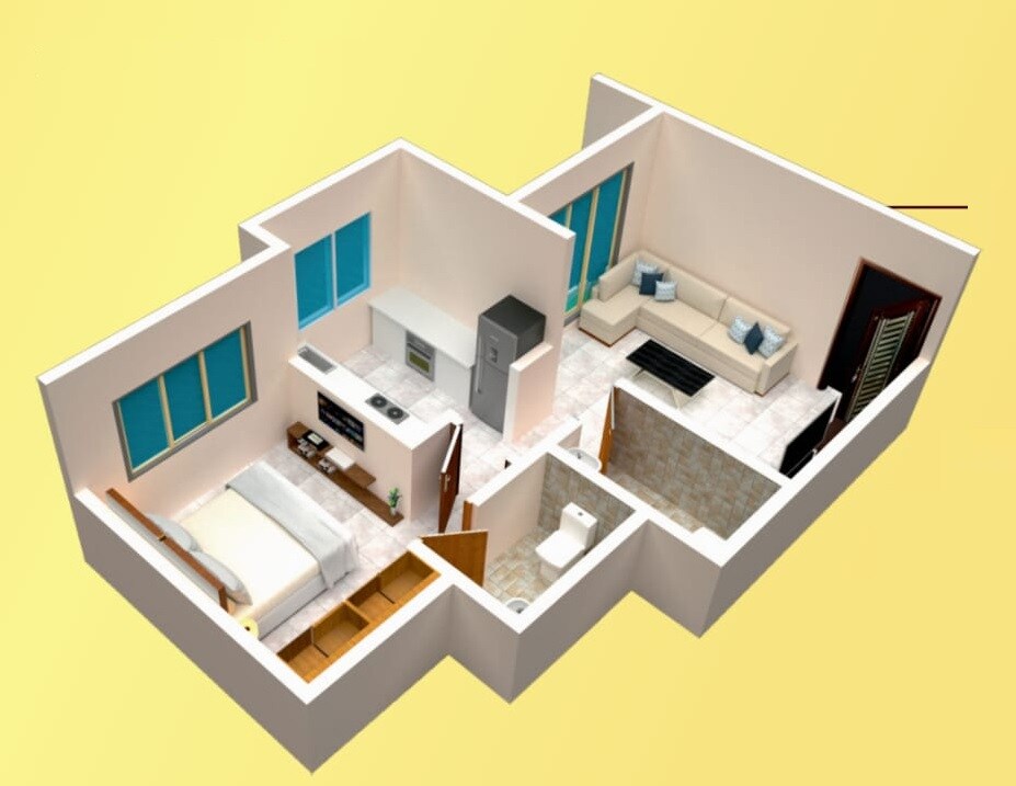 Floor plan of 1 BHK Apartment - 400 sq. ft. in Nest Paradise, Thane