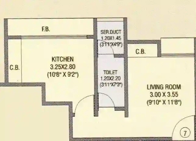 Floor plan of 301 Sq. Ft. Studio in New Homes Subodh, Thane