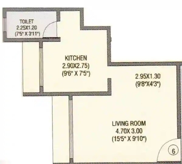 Floor plan of 321 Sq. Ft. Studio in New Homes Subodh, Thane