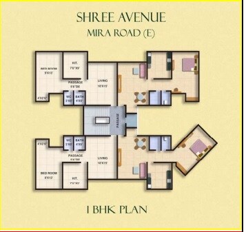 Floor plan of 1 BHK 595 Sq. Ft. Apartment in New Shree Avenue Complex, Thane
