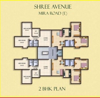 Floor plan of 2 BHK 900 Sq. Ft. Apartment in New Shree Avenue Complex, Thane