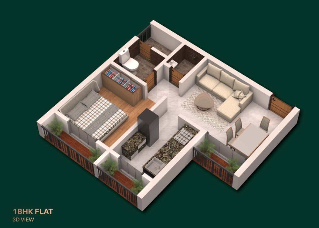 Floor plan of 1 BHK 468 Sq. Ft. Apartment in Nexus Park Diva, Thane