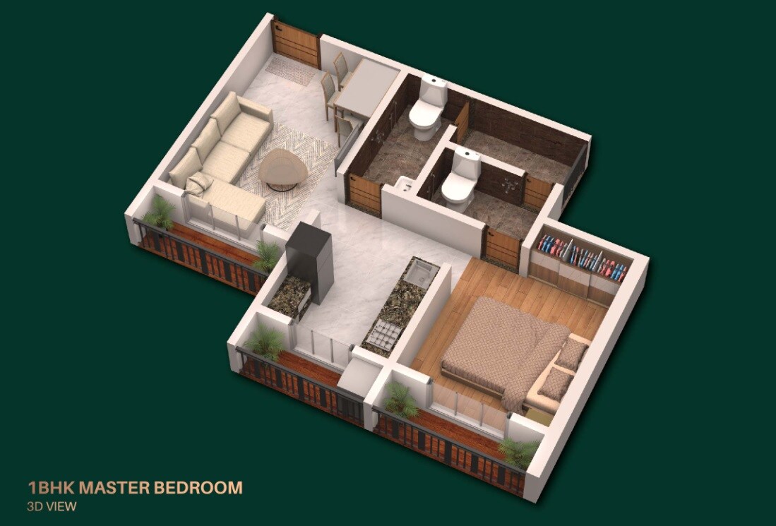 Floor plan of 1 BHK 475 Sq. Ft. Apartment in Nexus Park Diva, Thane