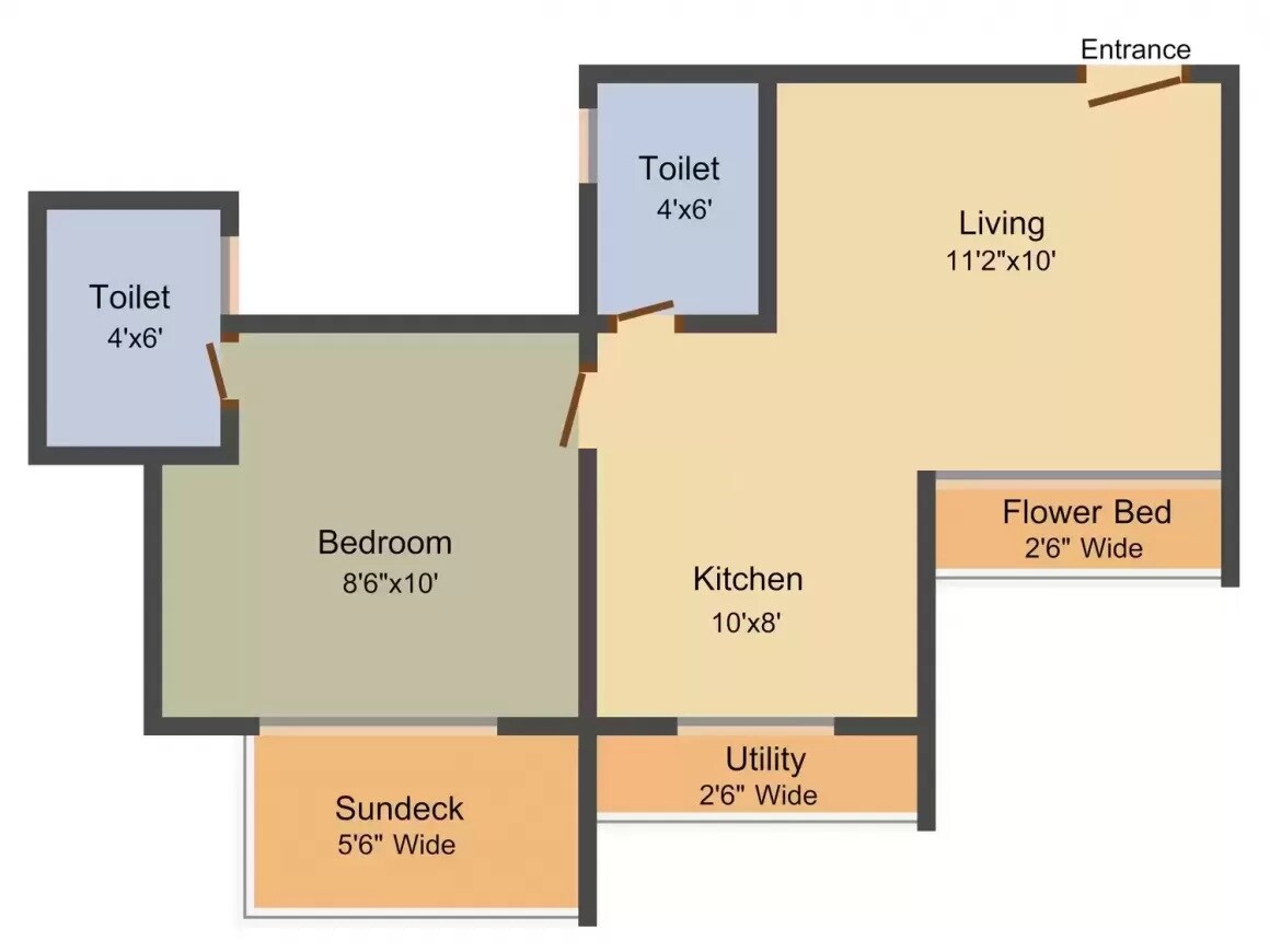 Floor plan of 1 BHK 621 Sq. Ft. Apartment in Nirmal Colosseum, Thane