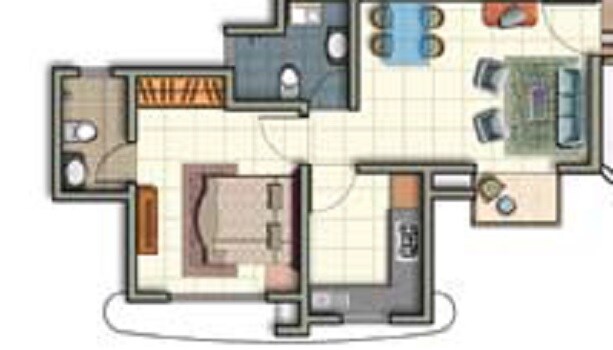 Floor plan of 1 BHK 389 Sq. Ft. Apartment in Nirmal Lifestyle Cypruse, Thane