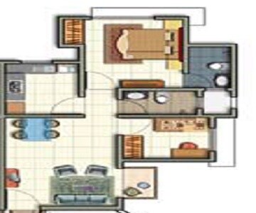 Floor plan of 1 BHK 466 Sq. Ft. Apartment in Nirmal Lifestyle Cypruse, Thane