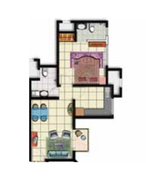 Floor plan of 2 BHK 387 Sq. Ft. Apartment in Nirmal Lifestyle Platano, Thane