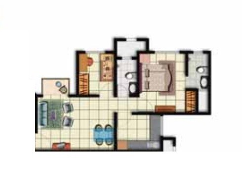 Floor plan of 1 BHK 472 Sq. Ft. Apartment in Nirmal Lifestyle Platano, Thane