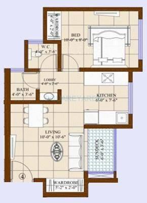 Floor plan of 1 BHK 409 Sq. Ft. Apartment in Nirmal Riviera, Thane