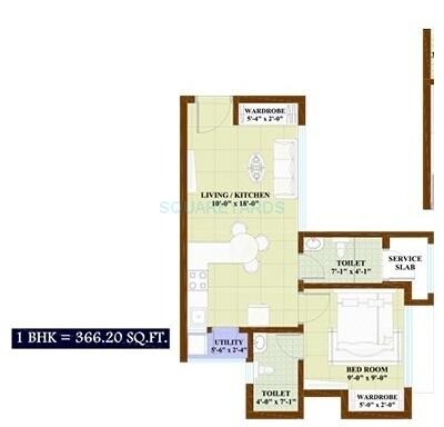 Floor plan of 1 BHK 367 Sq. Ft. Apartment in Nirmal Thames, Thane