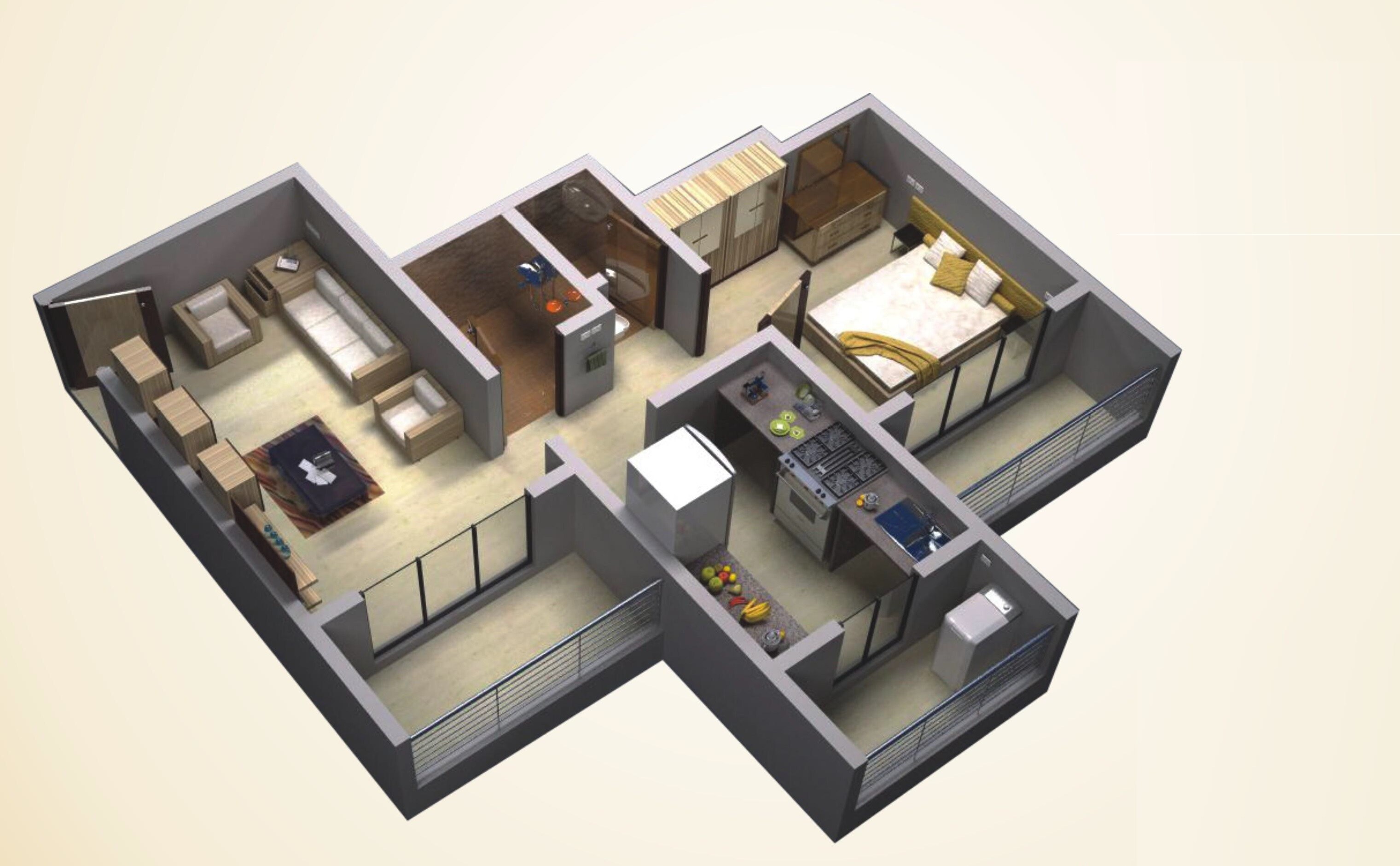 Floor plan of 1 BHK 332 Sq. Ft. Apartment in Nirman Aadi Aarambh, Thane