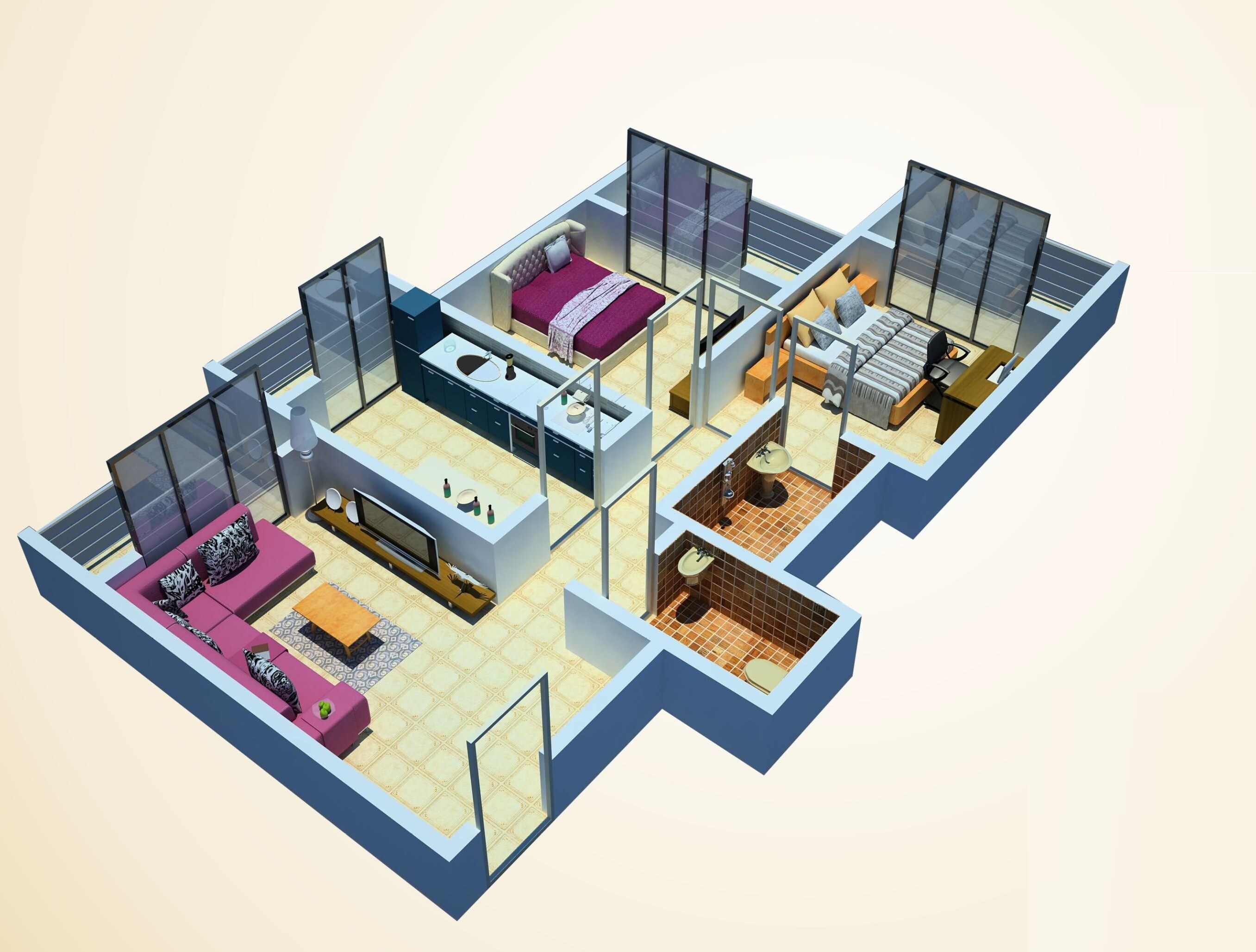 Floor plan of 2 BHK 495 Sq. Ft. Apartment in Nirman Aadi Aarambh, Thane