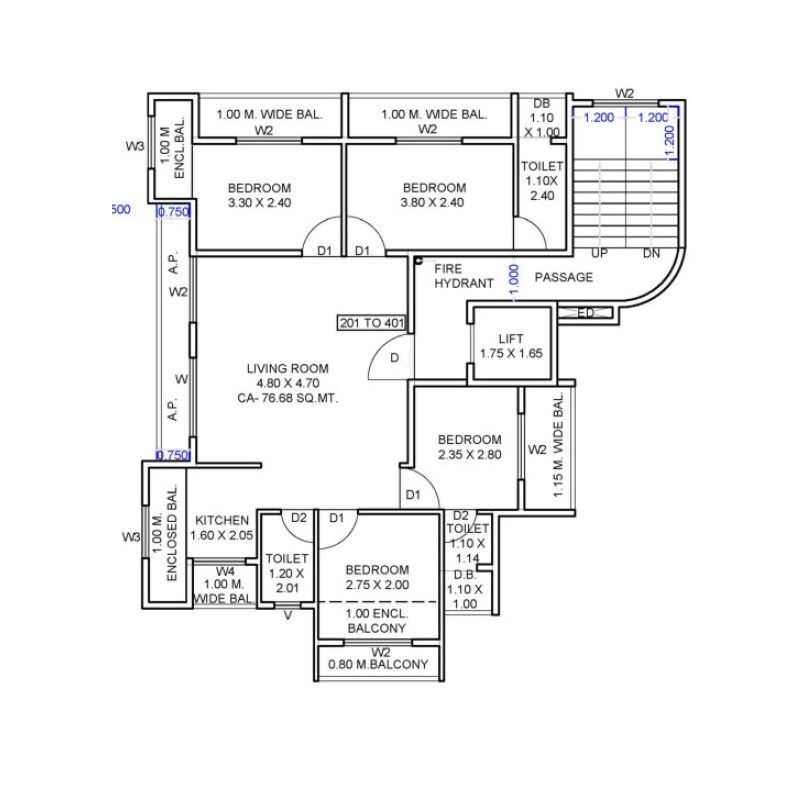 4 BHK 825 Sq. Ft. Apartment