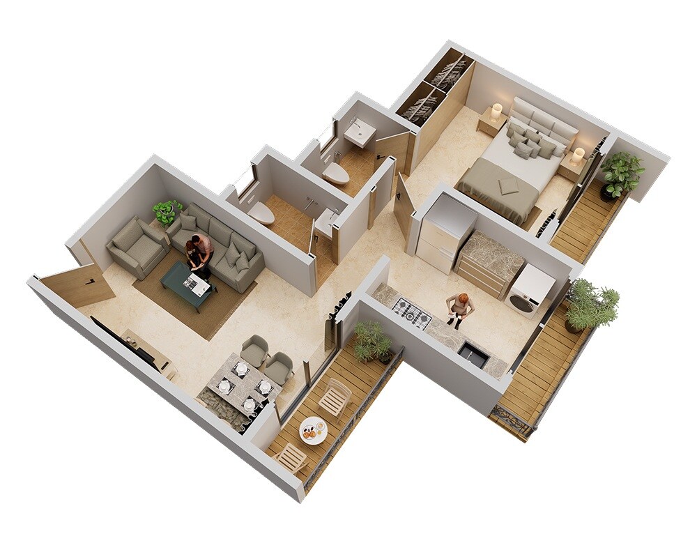 Floor plan of 1 BHK 495 Sq. Ft. Apartment in Nirvana Gardens, Thane