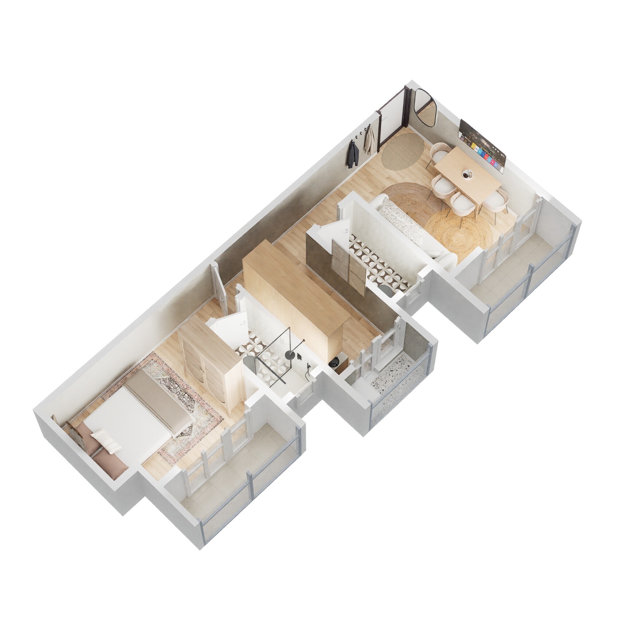 Floor plan of 1 BHK 458 Sq. Ft. Apartment in Oasis Habitats, Thane