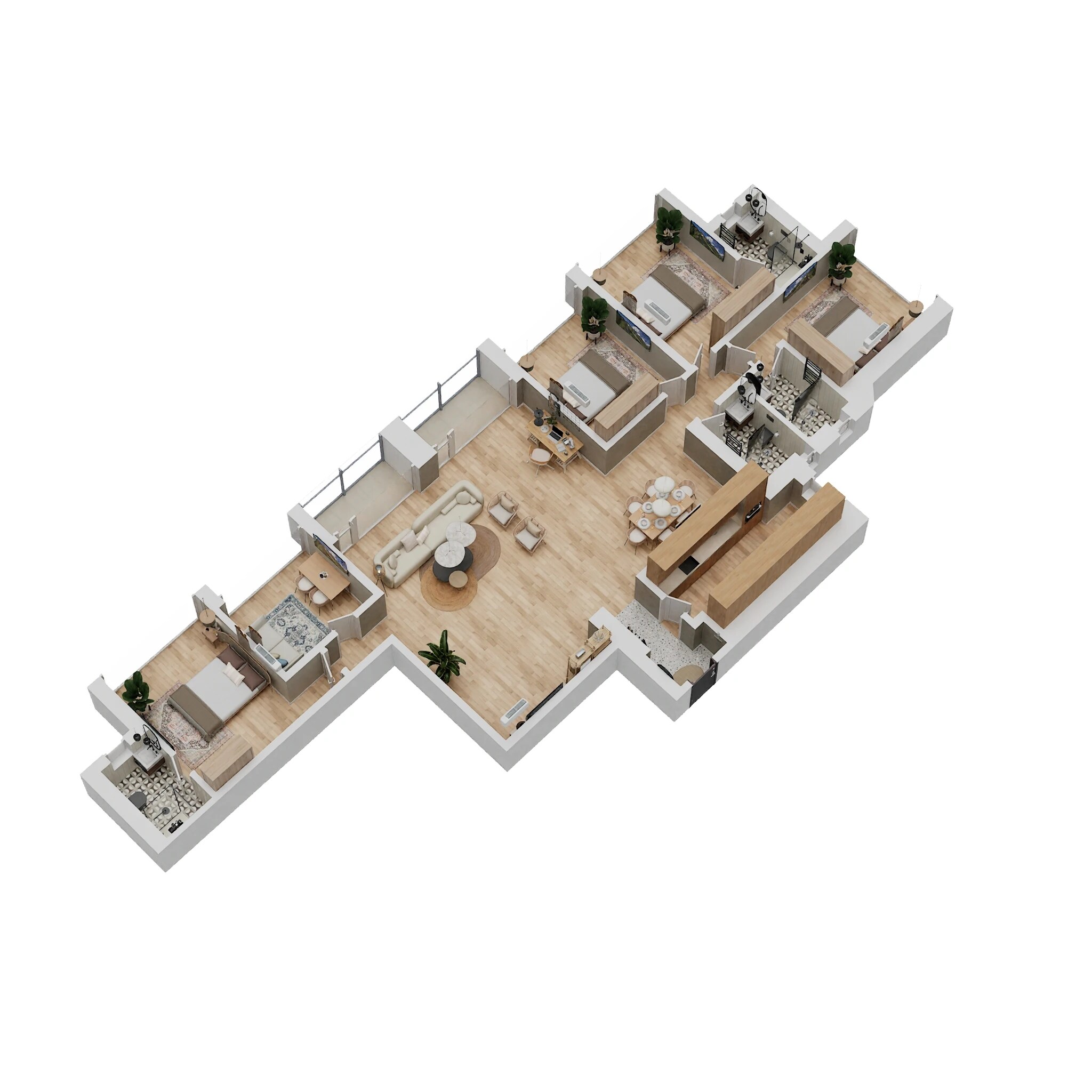 Floor plan of 4 BHK 1740 Sq. Ft. Apartment in Oberoi Forestville, Thane